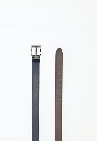 Cintura Reversibile in Pelle|Colore:Blu/brown