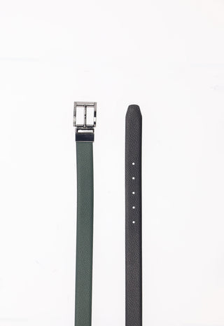 Cintura Reversibile in Pelle|Colore:Green/black