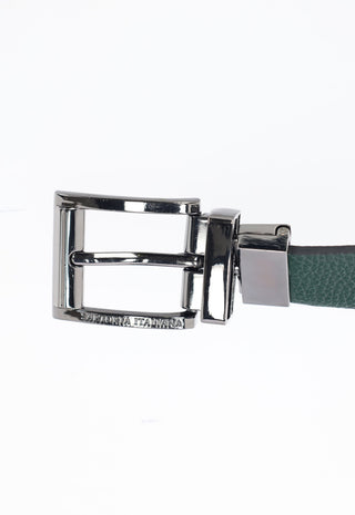 Cintura Reversibile in Pelle|Colore:Green/black