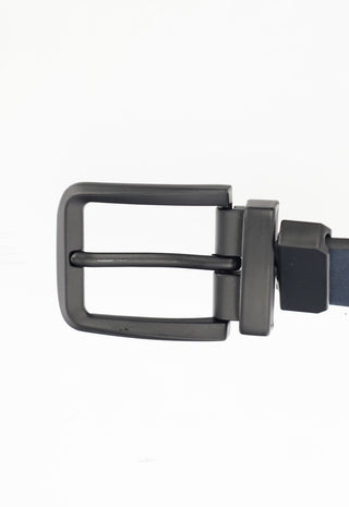 Cintura Reversibile Minimal con Fibbia Opaca|Colore:Blu/white