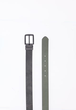 Cintura Reversibile Minimal con Fibbia Opaca|Colore:Green/black