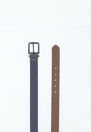 Cintura Reversibile con Texture Micro-Geometrica|Colore:Blu/brown