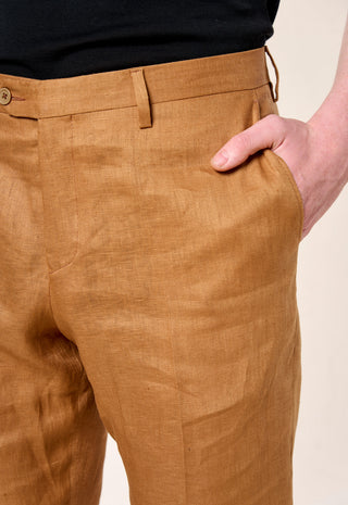 Pantalone Casual Chic in Lino Fiammato|Colore:Ruggine