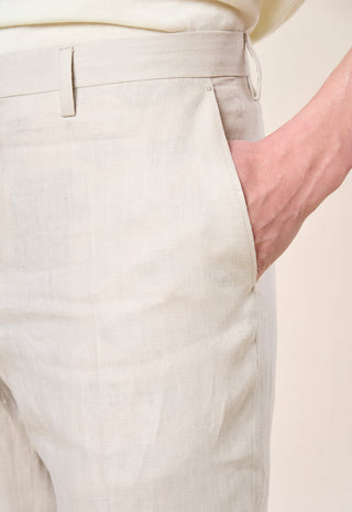 Pantalone Casual Chic in Lino Fiammato|Colore:Beige