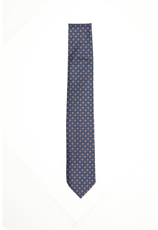 Cravatta Blu Avio a Micro Pattern Geometrico|Colore:Fantasia