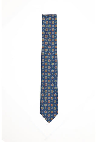 Cravatta Blu Avio a Pattern Geometrico Medaglione |Colore:Fantasia