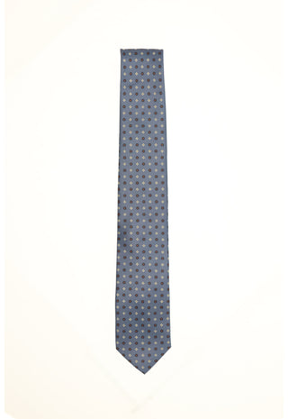 Cravatta Grigio-Azzurra a Micro Pattern Geometrico|Colore:Fantasia