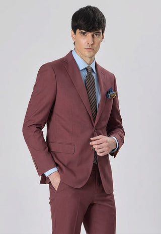 Abito Classico Monopetto in Lana Pettinata|Colore:Mattone