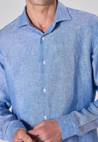 Camicia 100% Lino Slim Fit|Colore:Azzurro