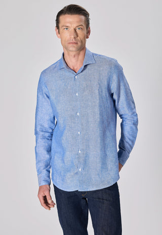 Camicia 100% Lino Slim Fit|Colore:Azzurro