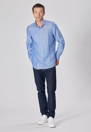Camicia 100% Lino Slim Fit|Colore:Azzurro