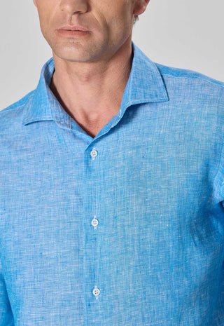 Camicia 100% Lino Slim Fit|Colore:Turchese