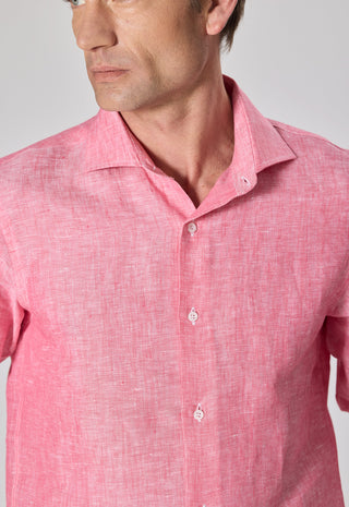 Camicia 100% Lino Slim Fit|Colore:Rosa