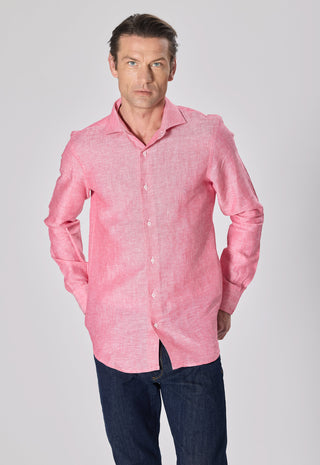 Camicia 100% Lino Slim Fit|Colore:Rosa