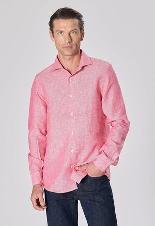 Camicia 100% Lino Slim Fit|Colore:Rosa