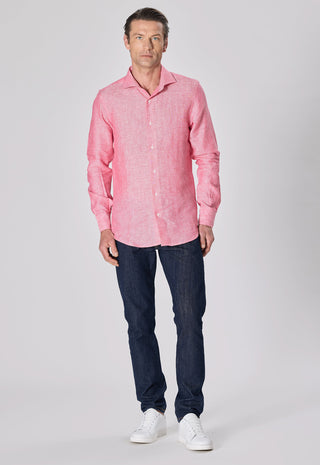 Camicia 100% Lino Slim Fit|Colore:Rosa