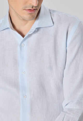 Camicia 100% Lino Slim Fit|Colore:Celeste 1