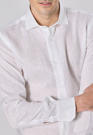 Camicia 100% Lino Slim Fit|Colore:Bianco