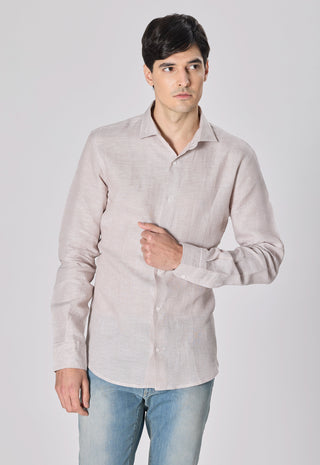 Camicia 100% Lino Slim Fit|Colore:Beige
