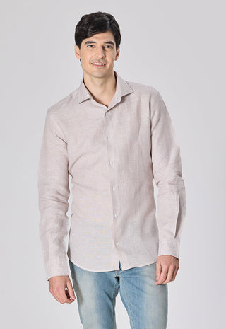 Camicia 100% Lino Slim Fit|Colore:Beige