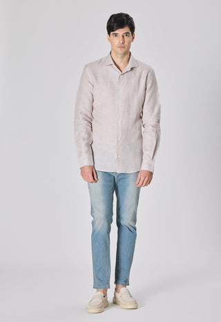 Camicia 100% Lino Slim Fit|Colore:Beige