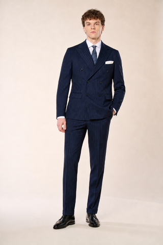 Abito Doppiopetto Gessato|Colore:Blu