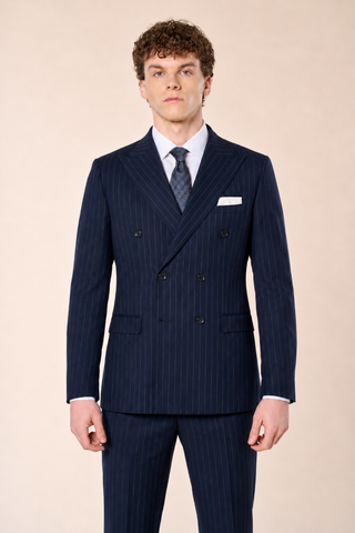 Abito Doppiopetto Gessato|Colore:Blu