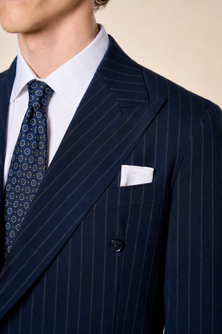 Abito Doppiopetto Gessato|Colore:Blu