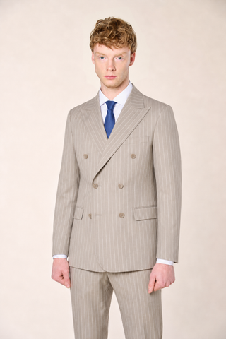 Abito Doppiopetto Gessato|Colore:Beige