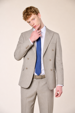 Abito Doppiopetto Gessato|Colore:Beige