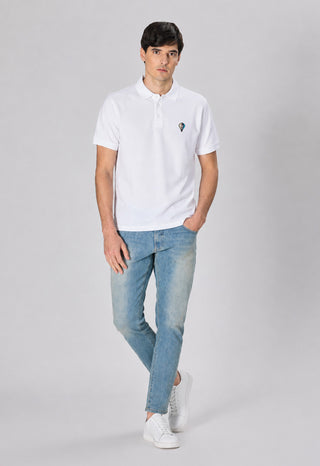 Polo Piquet di Cotone con Ricamo Logo|Colore:White