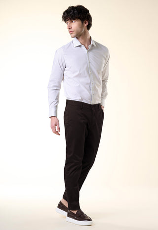 Pantalone Chino Slim-Fit in Cotone Stretch|Colore:Cioccolato