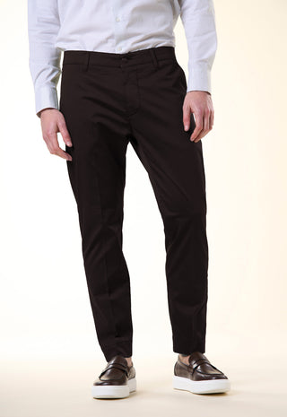 Pantalone Chino Slim-Fit in Cotone Stretch|Colore:Cioccolato