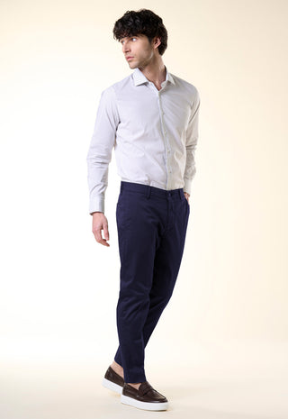 Pantalone Chino Slim-Fit in Cotone Stretch|Colore:Blu