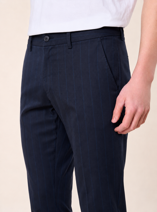 Pantalone Uomo Gessato Slim Fit|Colore:Blu