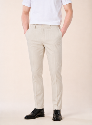 Pantalone Uomo Gessato Slim Fit|Colore:Beige