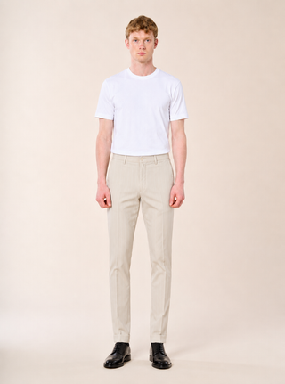 Pantalone Uomo Gessato Slim Fit|Colore:Beige