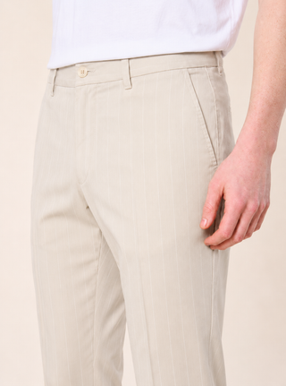 Pantalone Uomo Gessato Slim Fit|Colore:Beige