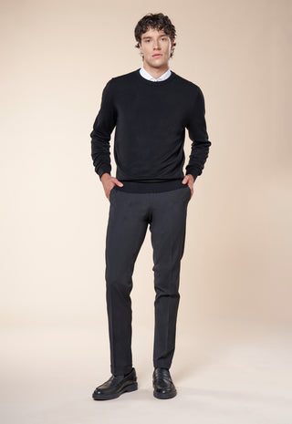 Maglia Uomo Girocollo a Maniche Lunghe|Colore:Nero