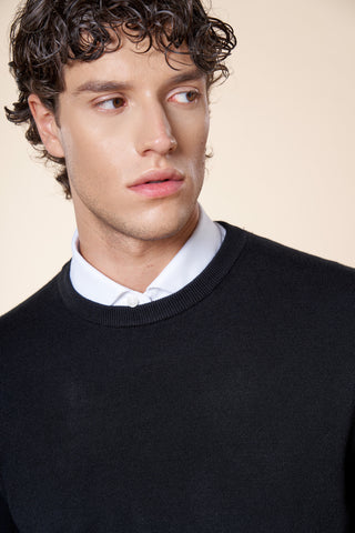 Maglia Uomo Girocollo a Maniche Lunghe|Colore:Nero
