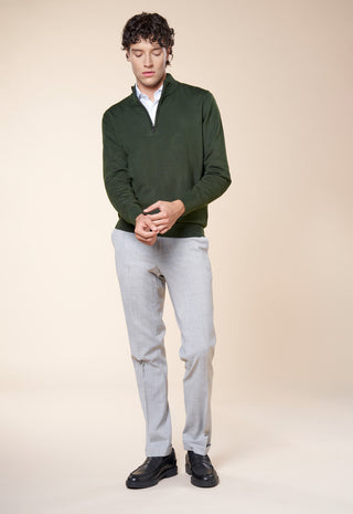 Maglia Uomo Mezza Zip con Collo Alto|Colore:Verde