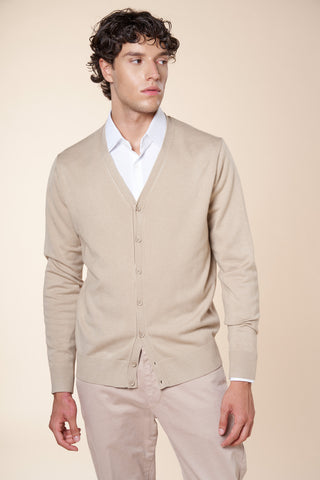 Cardigan Uomo con Scollo a V e Bottoni|Colore:Beige