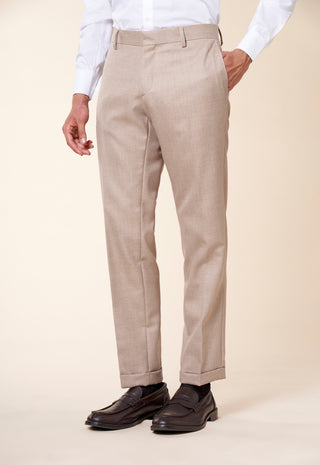 Pantaloni Uomo con Pinces e Risvolto al Fondo|Colore:Beige