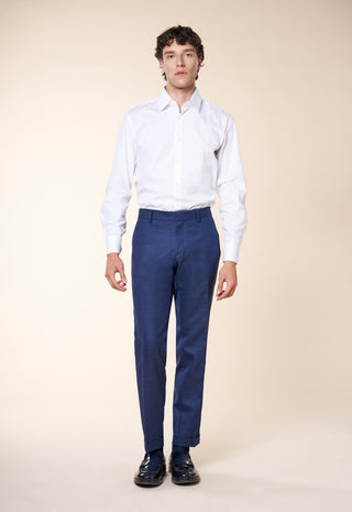 Pantaloni Uomo con Pinces e Risvolto al Fondo|Colore:Dark blu