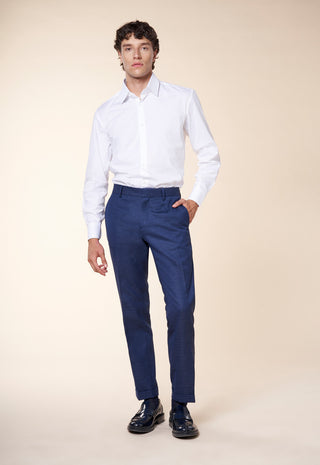 Pantaloni Uomo con Pinces e Risvolto al Fondo|Colore:Dark blu