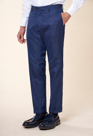 Pantaloni Uomo con Pinces e Risvolto al Fondo|Colore:Dark blu