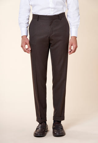 Pantaloni Uomo con Pinces e Risvolto al Fondo|Colore:Marrone
