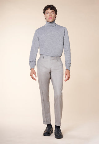 Pantaloni Uomo con Pinces e Risvolto al Fondo|Colore:Perla