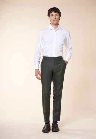 Pantaloni Uomo con Pinces e Risvolto al Fondo|Colore:Verde