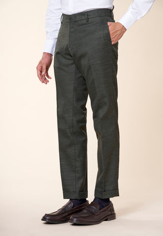Pantaloni Uomo con Pinces e Risvolto al Fondo|Colore:Verde